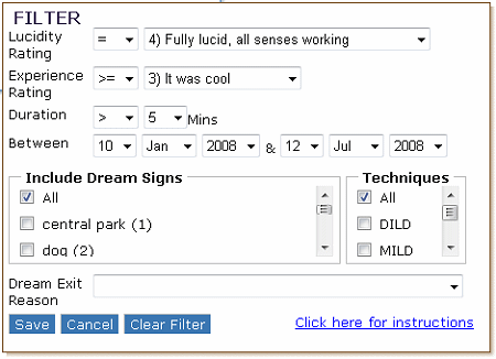 Filtering The Dream Journal